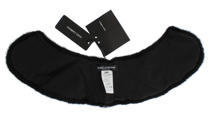 Elegant black mink fur shoulder scarf