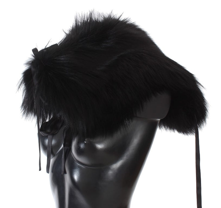 Schwarzer Fuchs Pelz Schulter Wrap Cover Kragen Schal