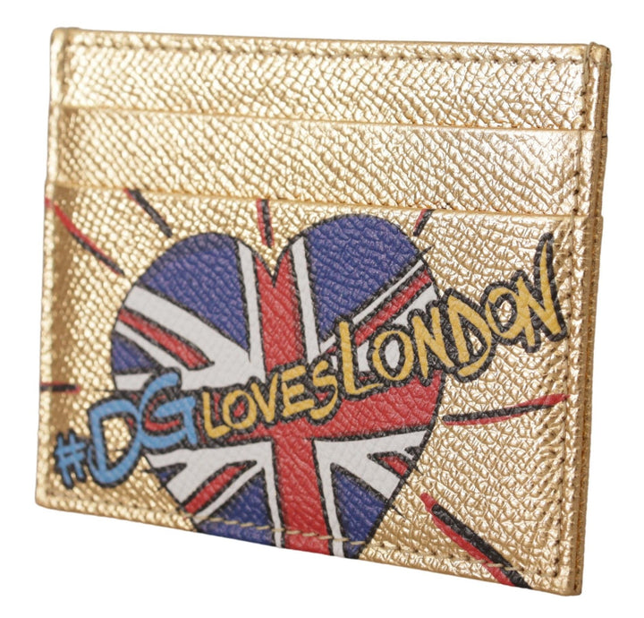 Goldfarbenes Leder #DGLovesLondon Damen Kartenhalter Etui Geldbörse