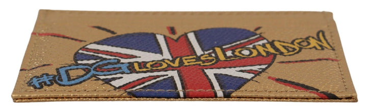 Goldfarbenes Leder #DGLovesLondon Damen Kartenhalter Etui Geldbörse