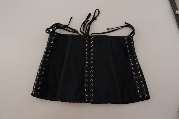 Elegant black corset waist strap top