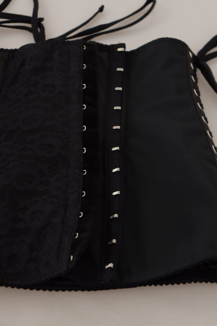 Elegant black corset waist strap top