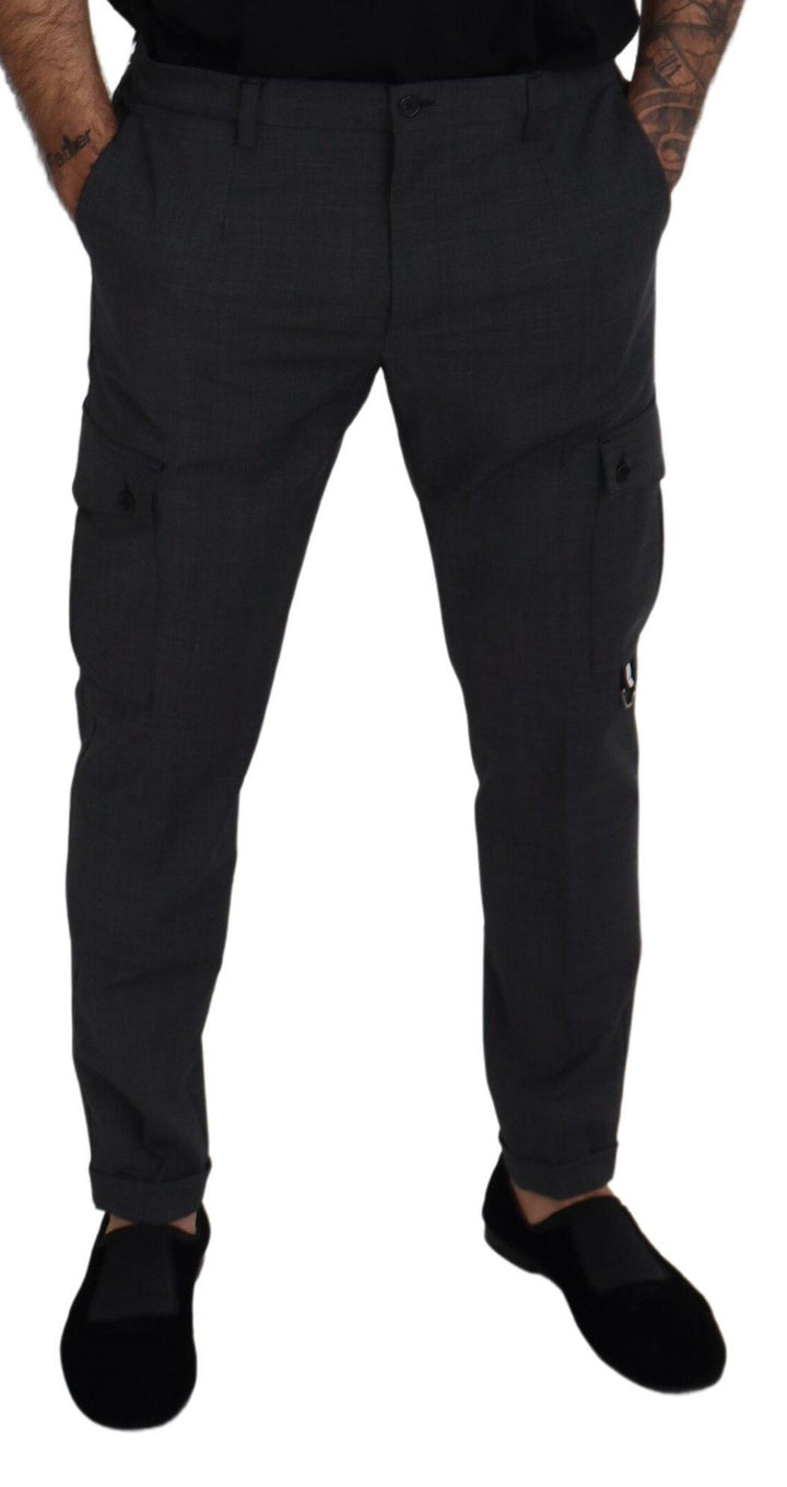 Elegant checked slim fit cargo pants