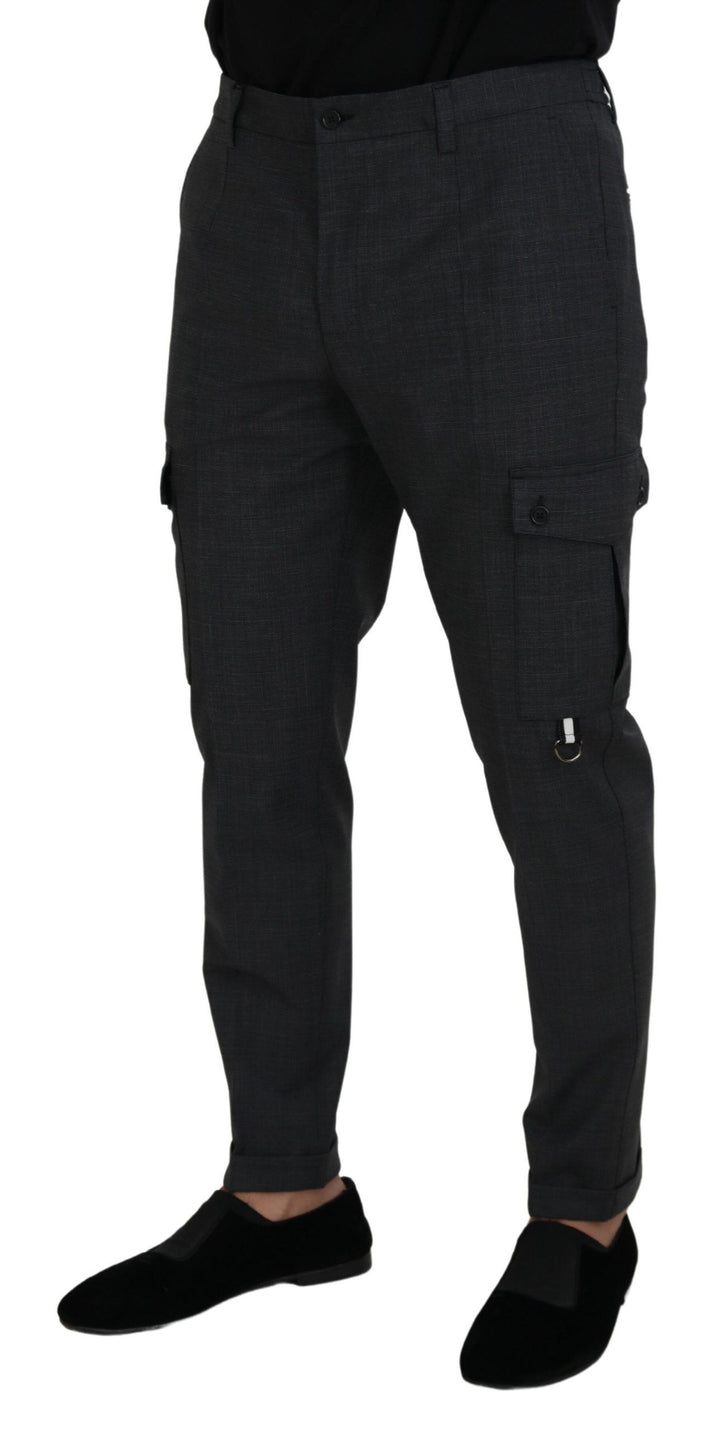 Elegant checked slim fit cargo pants