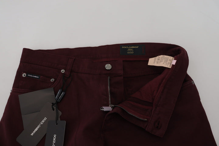 Bordeauxfarbene Cotton Stretch GOLD Denim Jeans