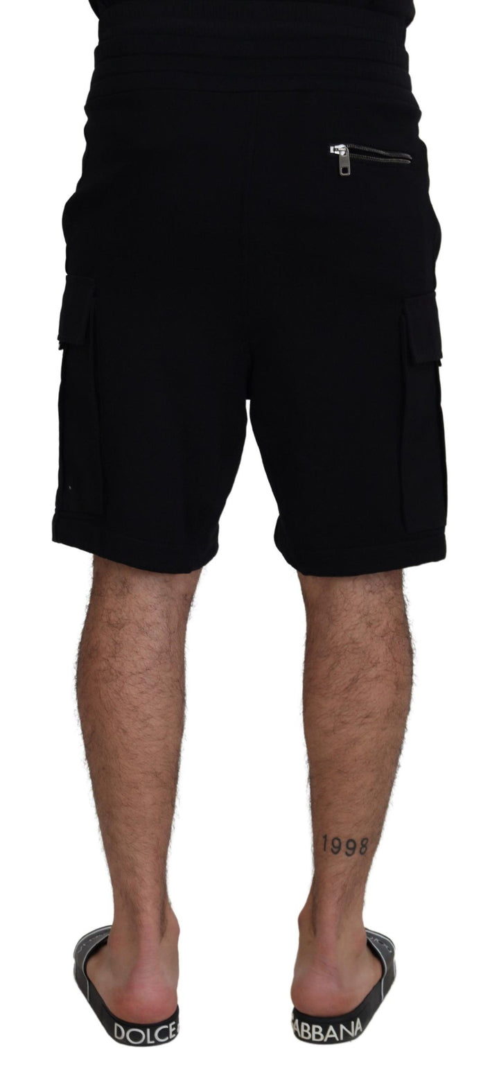 Schwarze Bermuda Cargo-Shorts aus Baumwolle
