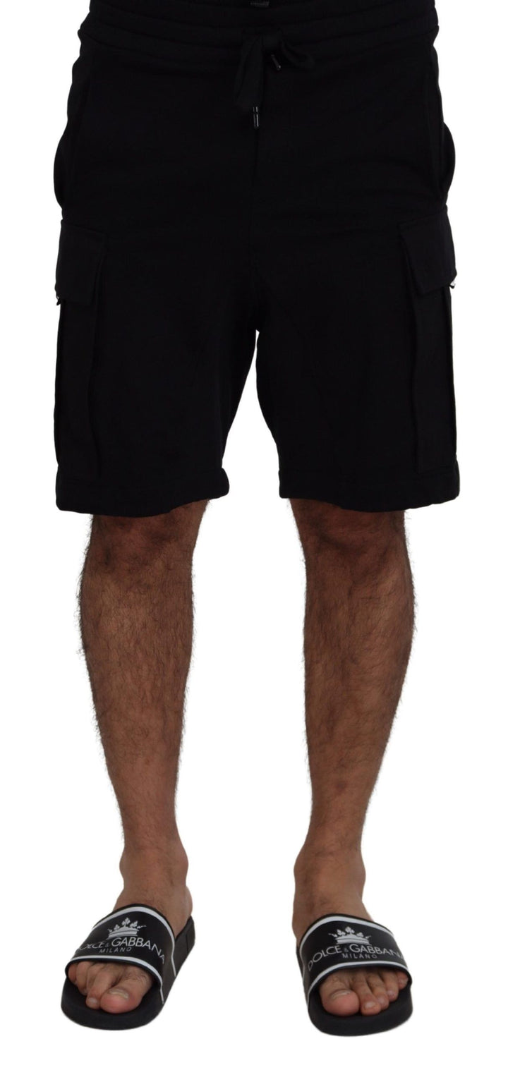 Schwarze Bermuda Cargo-Shorts aus Baumwolle