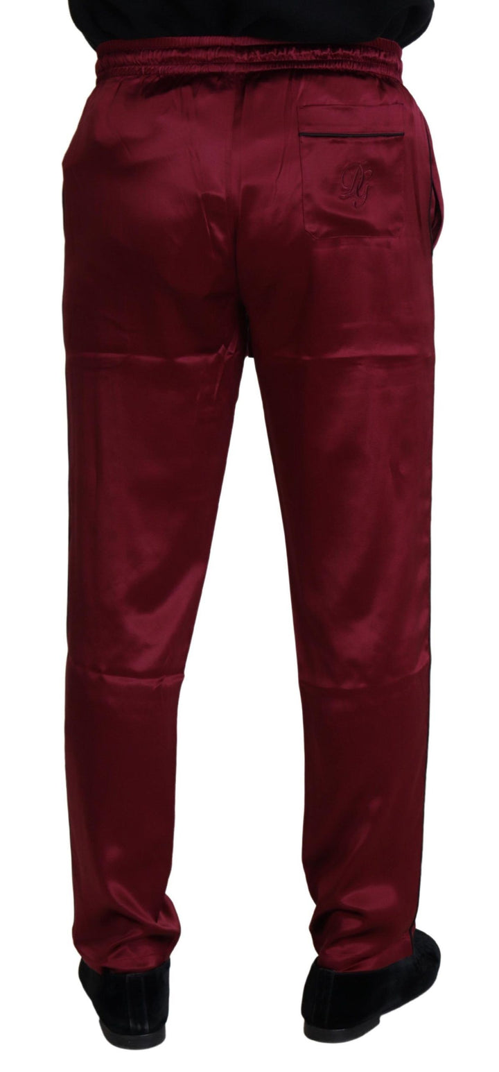 Bordeauxfarbene Seiden-DG-Schlaf-Lounge-Hose