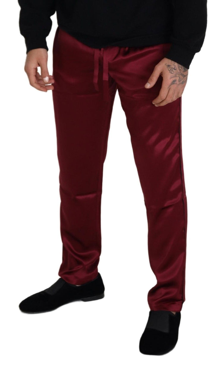 Bordeauxfarbene Seiden-DG-Schlaf-Lounge-Hose