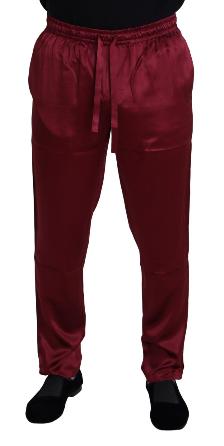 Bordeauxfarbene Seiden-DG-Schlaf-Lounge-Hose