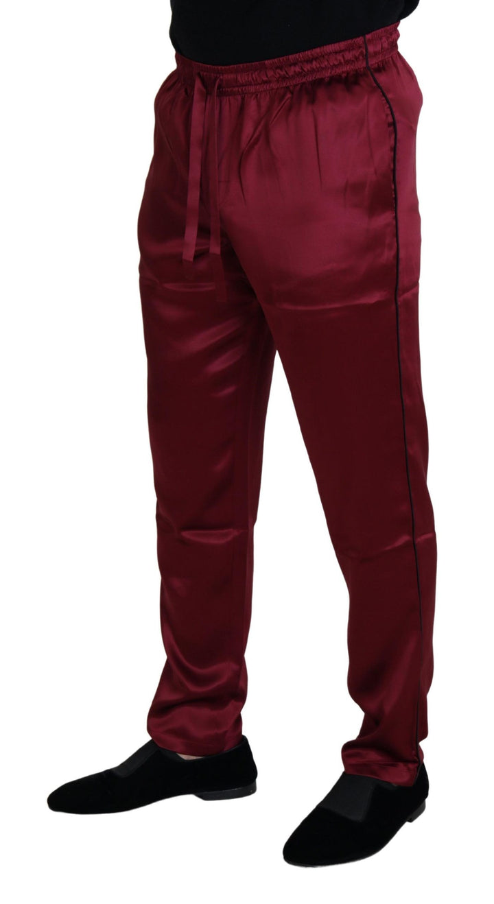 Bordeauxfarbene Seiden-DG-Schlaf-Lounge-Hose