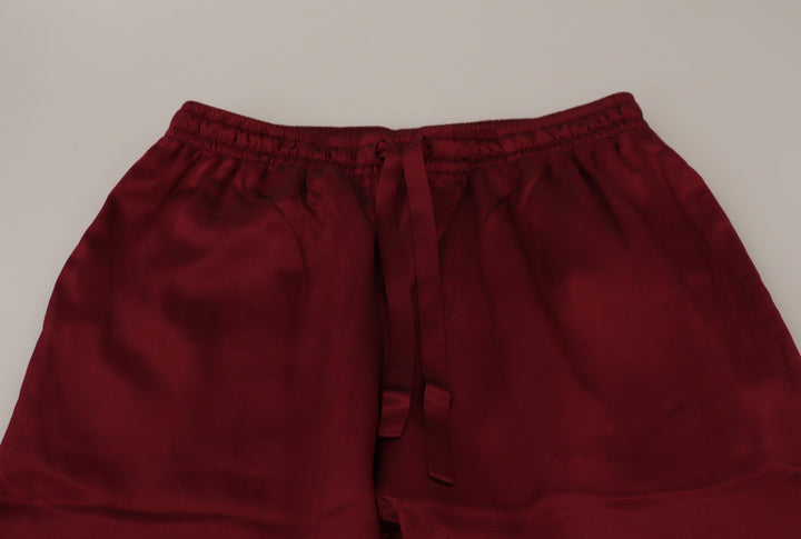 Bordeauxfarbene Seiden-DG-Schlaf-Lounge-Hose