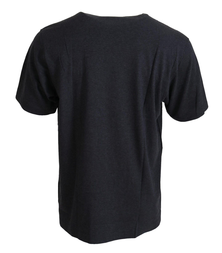 Elegant grey motif T-shirt with round neck
