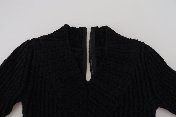 Elegant black wool blend sweater dress