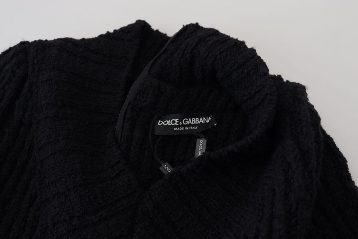 Elegant black wool blend sweater dress