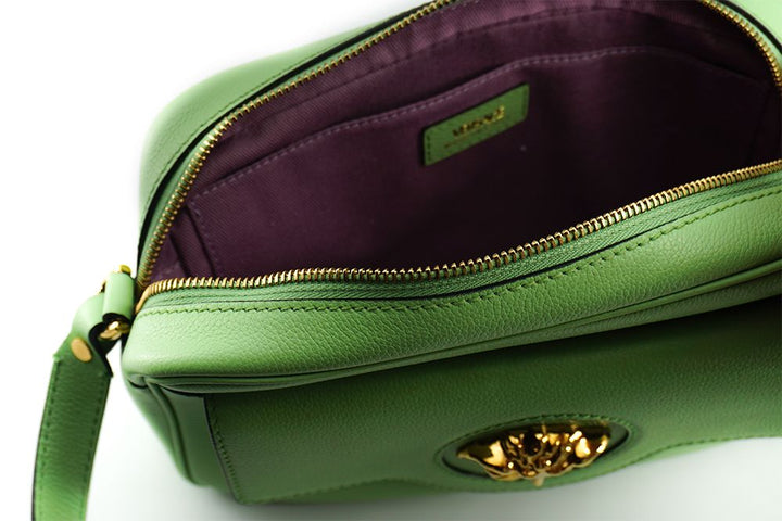 Elegant mint green leather camera bag