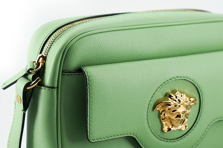 Elegant mint green leather camera bag
