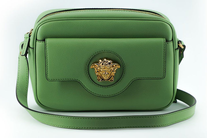 Elegant mint green leather camera bag