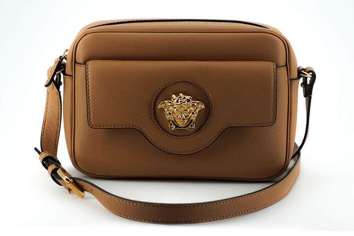 Elegante braune Leder-Kameratasche Umhängetasche