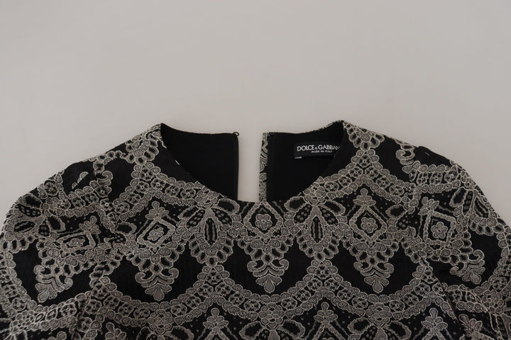 Schwarz-graues Jacquard-Bodycon-Kleid