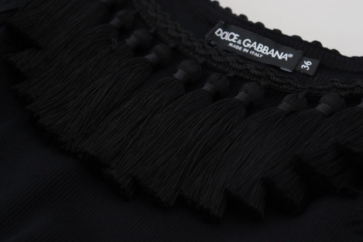 Elegant black cotton tank top blouse