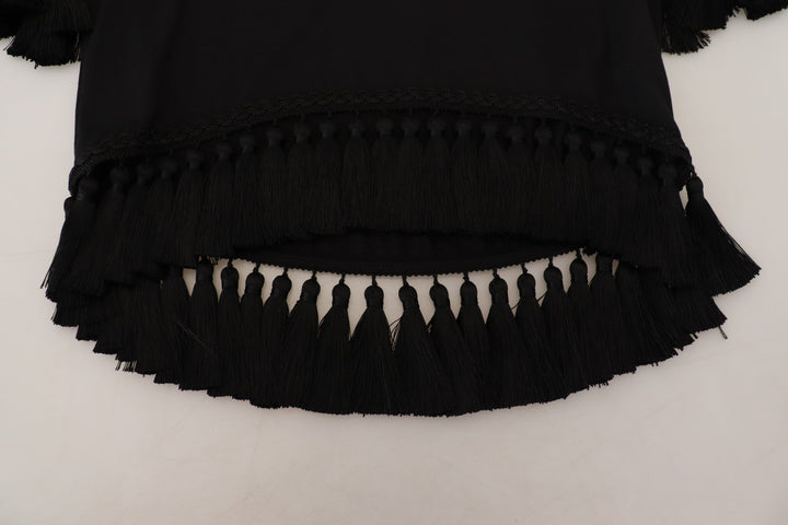 Elegant black short-sleeved cotton T-shirt
