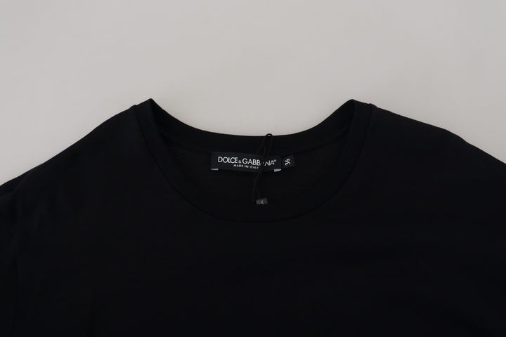Elegant black short-sleeved cotton T-shirt