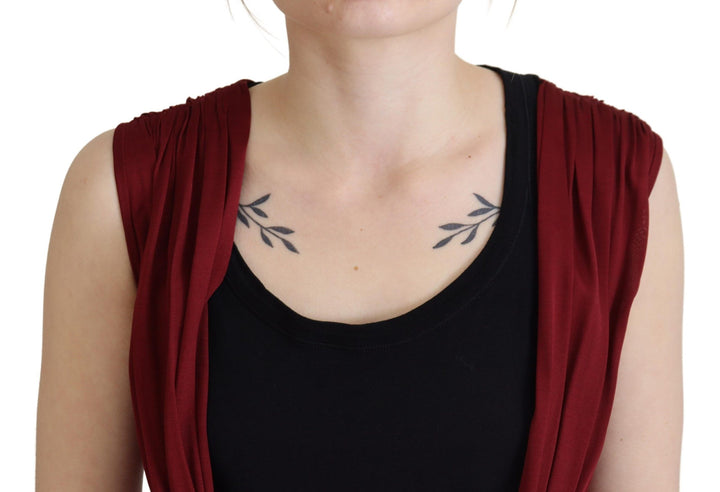 Bordeauxfarbenes Seidenstretch-Top Weste Bluse
