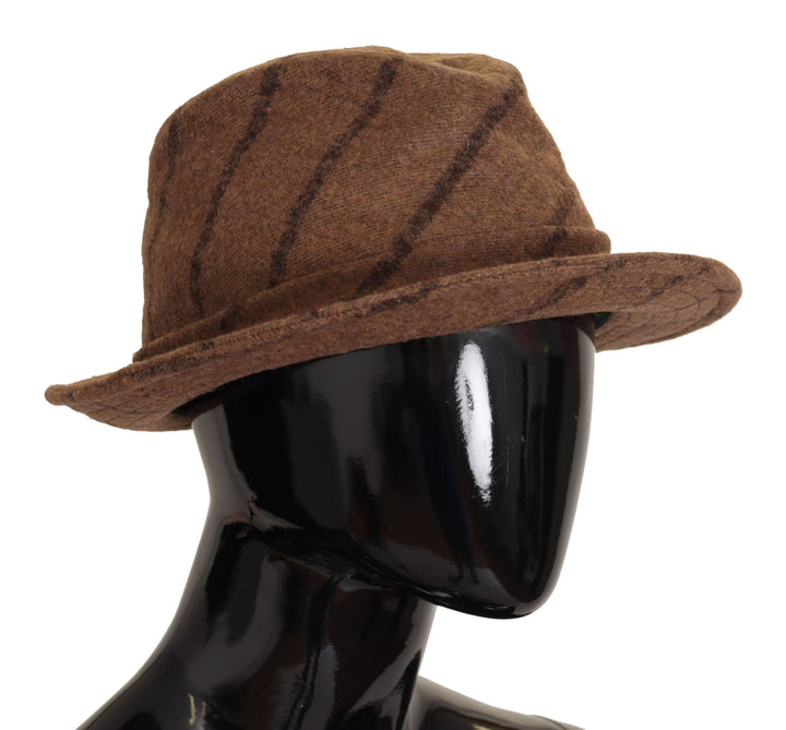 Brauner Fedora Gestreifter Druck Sommerhut