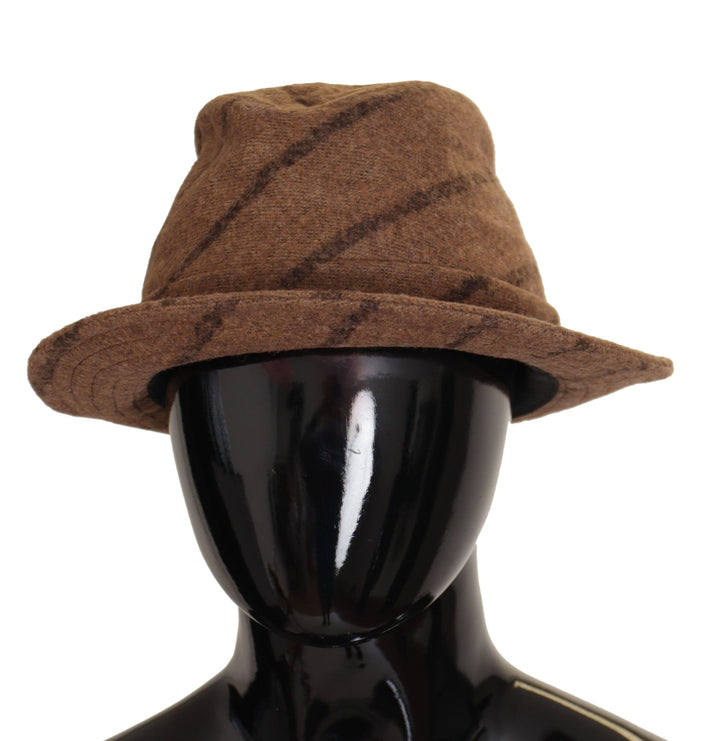 Brauner Fedora Gestreifter Druck Sommerhut