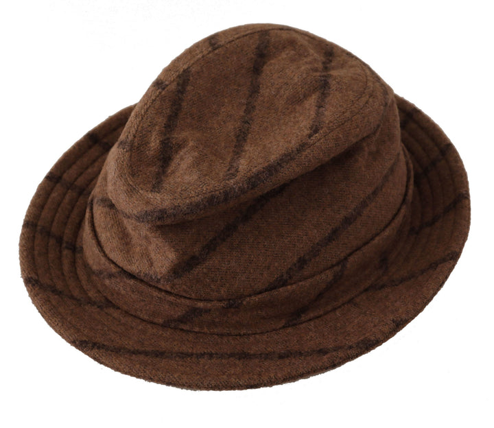 Brauner Fedora Gestreifter Druck Sommerhut