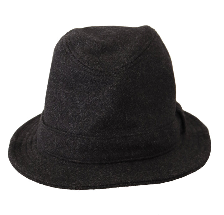 Grauer Schurwolle Logo Fedora Trilby Cappello Hut