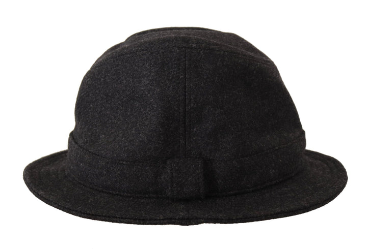 Grauer Schurwolle Logo Fedora Trilby Cappello Hut