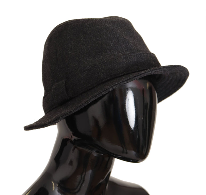 Grauer Schurwolle Logo Fedora Trilby Cappello Hut