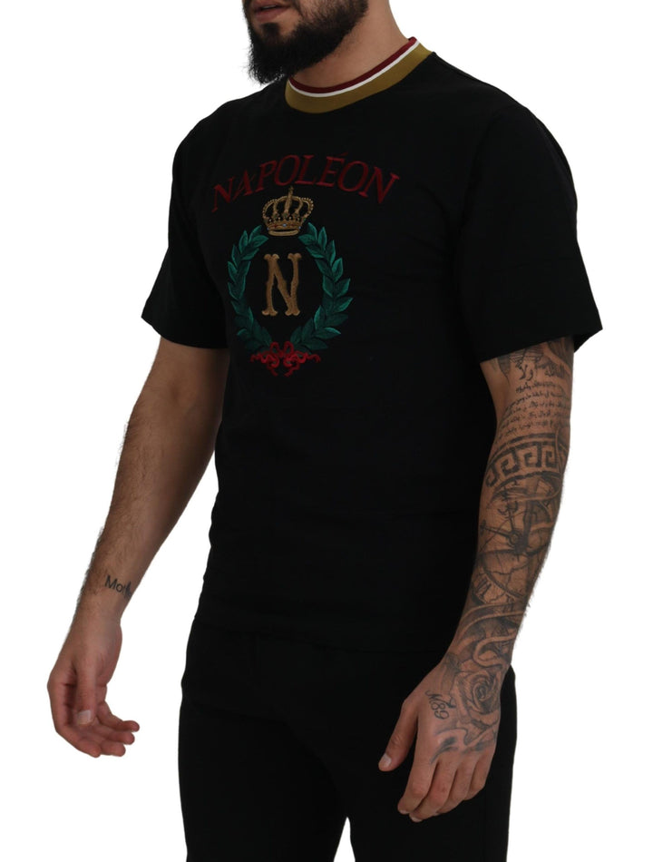 Iconic black cotton crew neck T-shirt