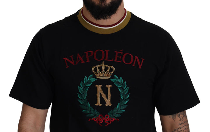 Iconic black cotton crew neck T-shirt
