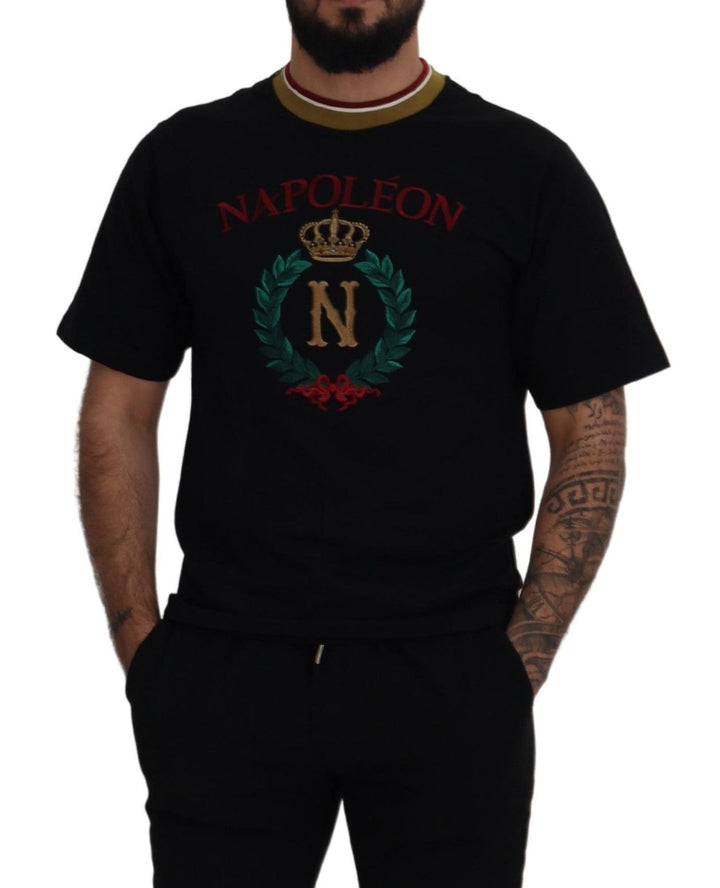 Iconic black cotton crew neck T-shirt