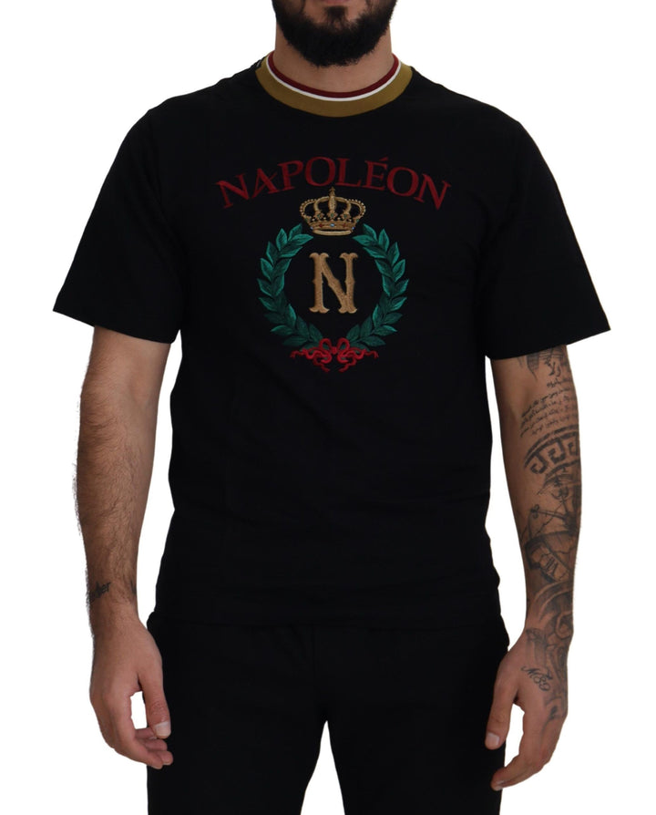 Iconic black cotton crew neck T-shirt