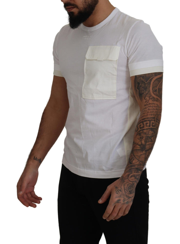Elegant white cotton T-shirt with DG chest pocket