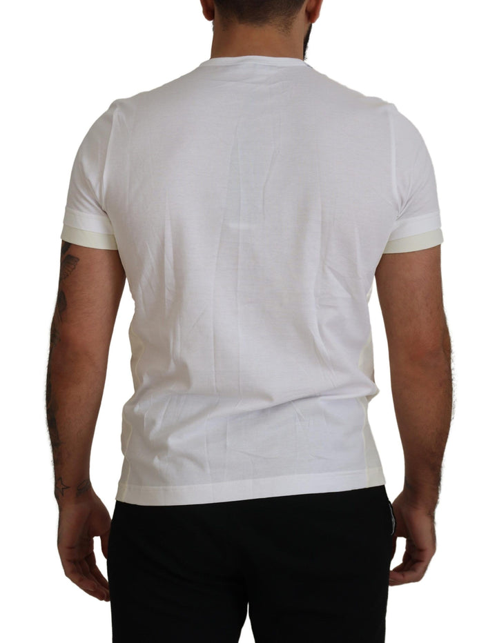 Elegant white cotton T-shirt with DG chest pocket