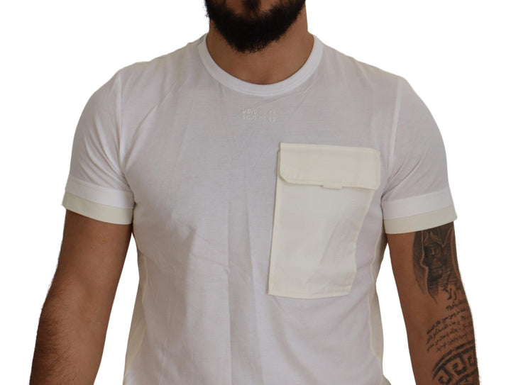 Elegant white cotton T-shirt with DG chest pocket