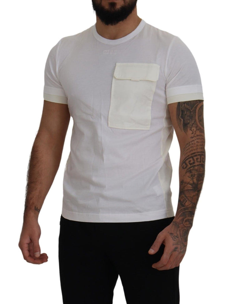 Elegant white cotton T-shirt with DG chest pocket