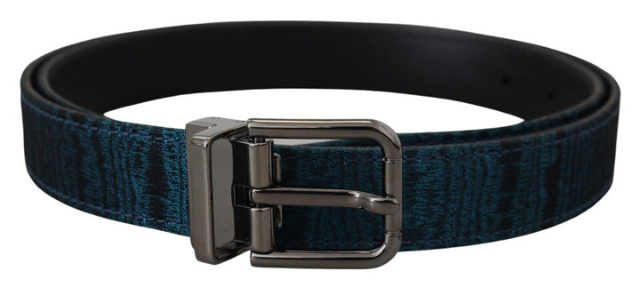 Blau Jacquard Moire Silber Metall Gürtel Männer