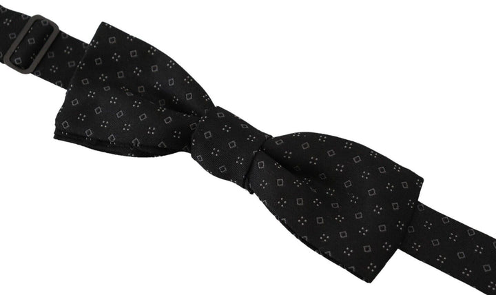Schwarze Seidenkrawatte gemustert Herren Accessoire Fliege
