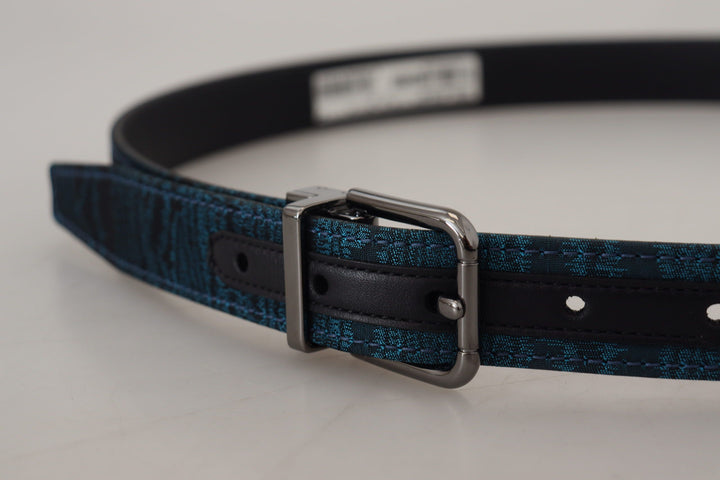 Blau Jacquard Moire Silber Metall Gürtel Männer