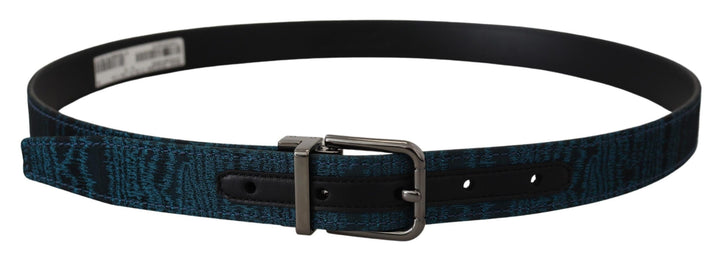 Blau Jacquard Moire Silber Metall Gürtel Männer