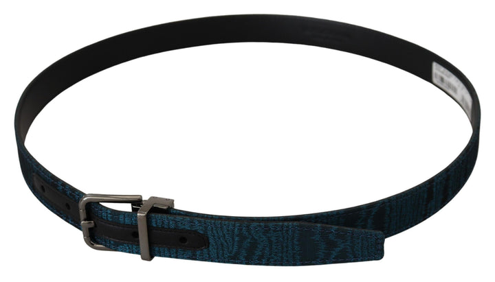 Blau Jacquard Moire Silber Metall Gürtel Männer