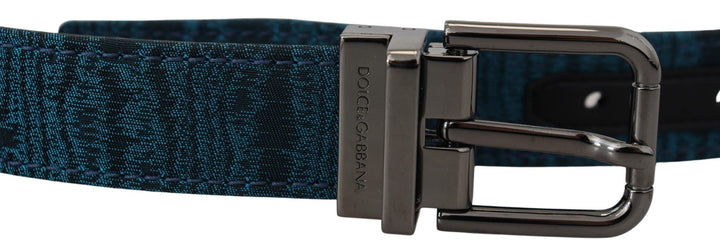 Blau Jacquard Moire Silber Metall Gürtel Männer