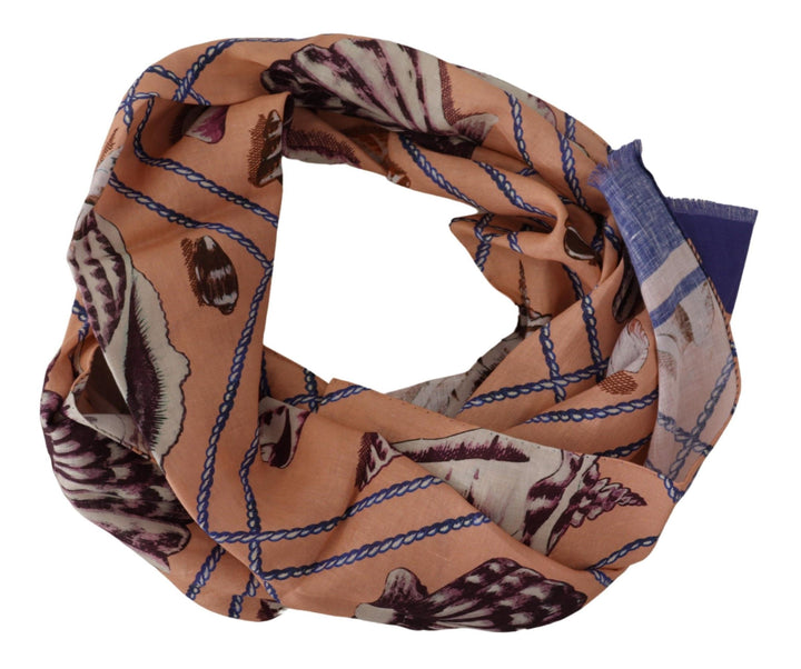 Blaues Leinen Muschelmuster Herren-Wickeltuch-Schal