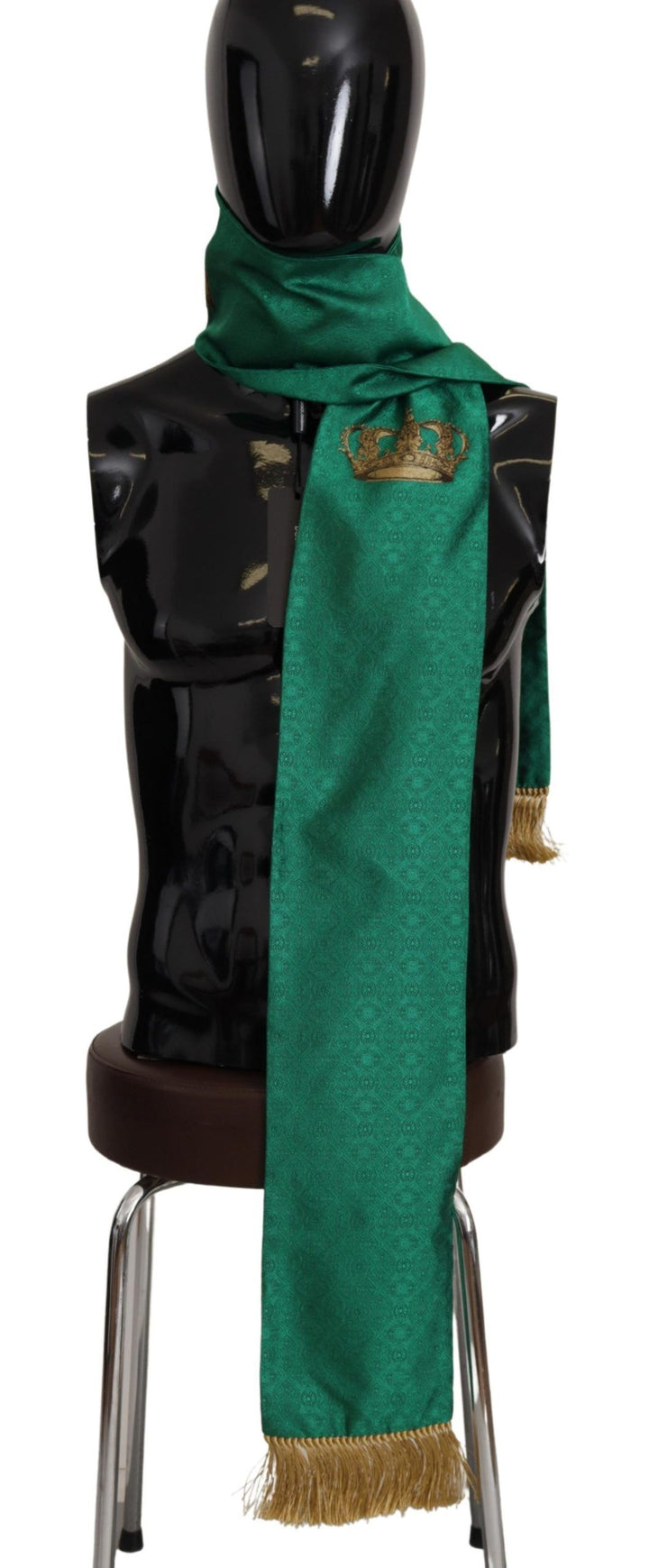 Grüne Krone Bestickter Schal Fransenmischung Seide
